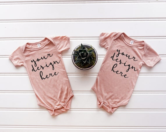 Twin Bodysuit Mockupbella Canvas 134bpeach Triblend Unisex