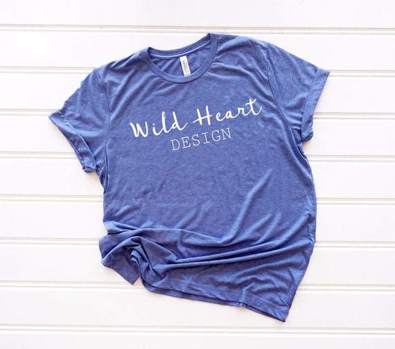 Download Free Shirt Mockupbella Canvas 3413c Blue Triblend (PSD ...