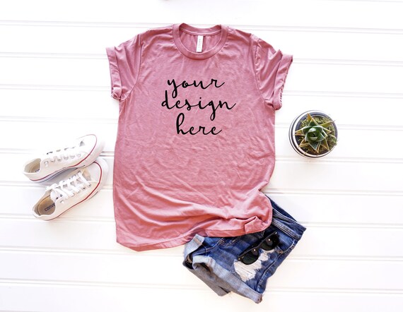 Shirt Mockupbella  Canvas 3413c Mauve Triblend