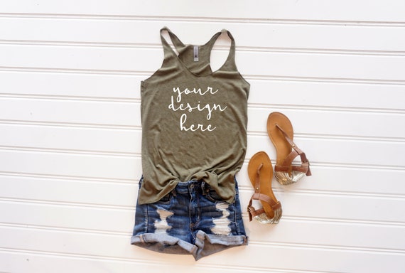 Shirt Mockupnext Level 6733 Military Green Racerback
