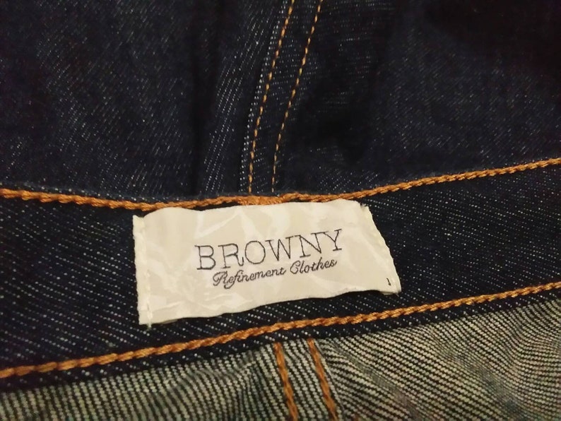 Browny Japanese Brand Dark Blue Indigo Denim Jeans Waist 32Japanese Brand Denim Jeans