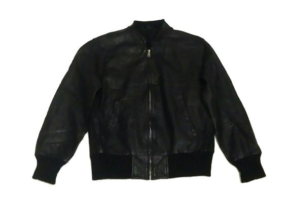 Vintage Black Bomber Genuine Leather Jackets Size