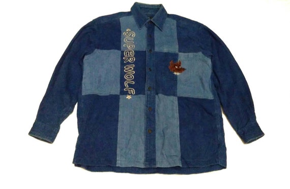 Vintage Superwolf Embroidery Logo Patchwork Two To