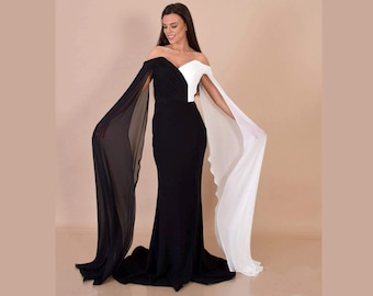 Vestido de novia estilo gótico / vestido de novia negro / vestido de novia gótico / vestido negro con hendidura / vestido de novia alternativo / vestido blanco negro