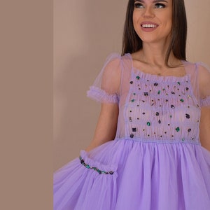 Crystals Tutu Dress/ Luxury Photo Session Dress/ Amazing Tulle Dress/ Made to Order Tutu Dress/ Hand-beaded Dress/ Stones Tulle Dress