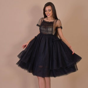 Vestido de cisne negro / vestido de tul negro / vestido negro hecho a medida / vestido villanelle negro / vestido de tutú negro / vestido de novia gótico / novia negra imagen 2