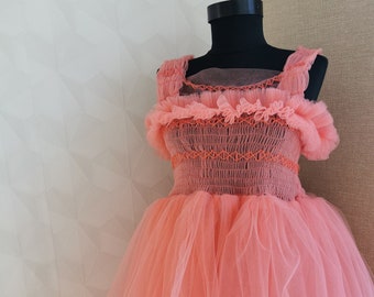 Vivian- Solomon Pink Tulle Dress/ Pink Tulle Dress/ Birthday Tulle Dress/ Festival Tulle Dresss/ Pride Tulle Dress/ Puffy Tulle Dress