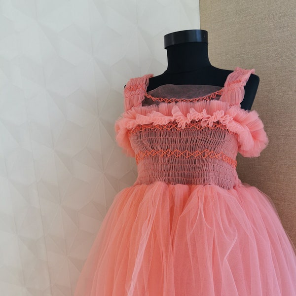 Vivian- Solomon Pink Tulle Dress/ Pink Tulle Dress/ Birthday Tulle Dress/ Festival Tulle Dresss/ Pride Tulle Dress/ Puffy Tulle Dress