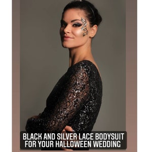 Black Lace and Mesh Bodysuit Black Lace Bodysuit Black Satin Sling Bodysuit  Black Lingerie Black Mesh and Satin Bodysuit 