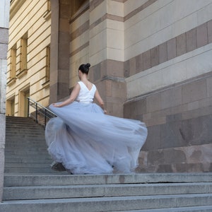 Gray Italian Tulle Skirt Gown/ Gray Tulle Skirt/ Prom Skirt Gown/ Wedding Skirt / Wedding Separates/ Bridal Separates/ Alternative Wedding image 2