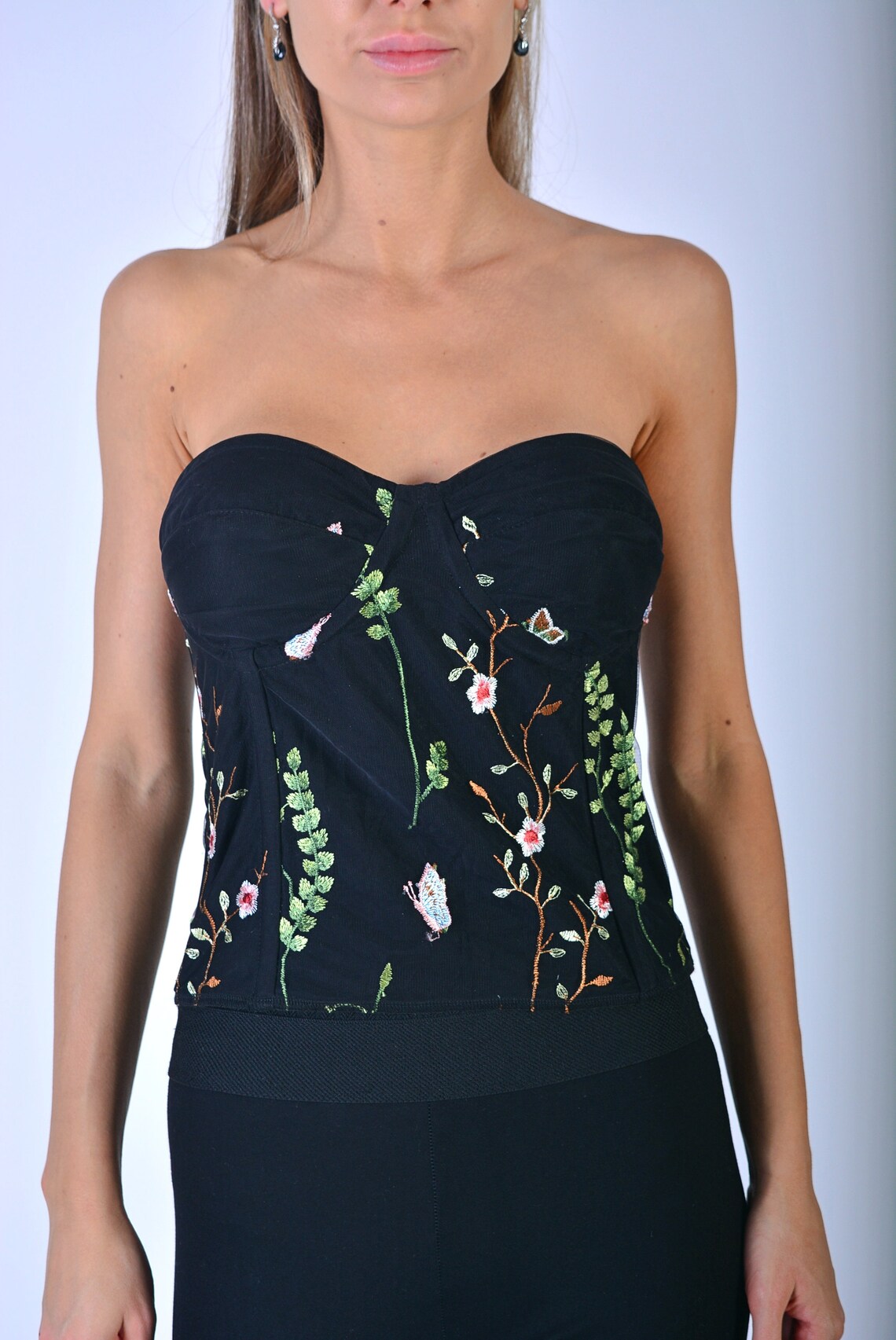 Embroidered Lace Corset/ Luxury Satin Corset/ Black Etsy