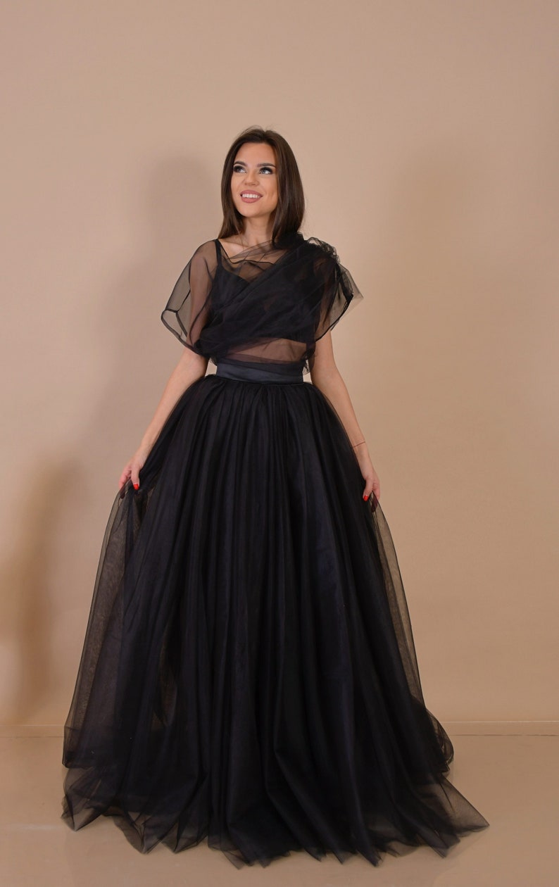 Tule Top/ Asymetrical Top/ Robe de robe en tulle/ Tulle sépare/ Chemisier en tulle noir/ Ensemble de tulle/ Mariage alternatif/ Mariée noire sépare image 7