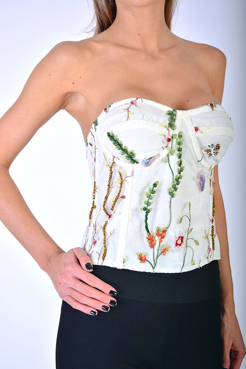 Embroidered Lace Corset/ Luxury Satin Corset/ White Etsy
