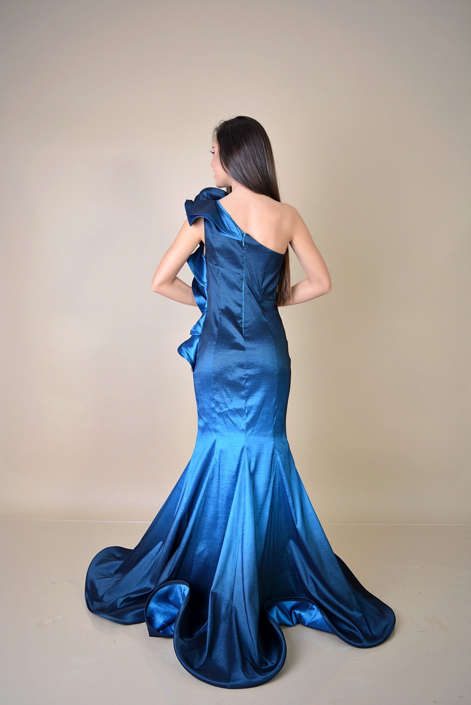 Taffeta Blue Ombre Dress/ Blue Ombre Prom Dress/ Long Prom Etsy
