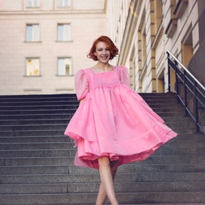 Villanelle Pink Dress/ Villanelle Italian Organza Dress/ Killing Eve Pink Dress/ Villanelle Cosplay Dress/ Pink Italian Organza Dress image 5