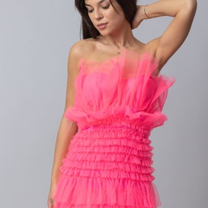 Omaia Ruffles Dress/ Pink Ruffles Dress/ All Colours Dress/ Perfect Tulle Dress/ Bubblegum Dress/ Gathered Tulle Dress/ Amazing Tulle Dress image 9