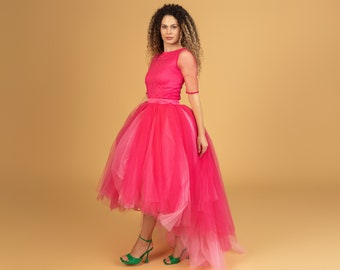 Scarlett - High Low Dress / Tulle Dress / Pink Tulle Dress / Extravagant Dress / Fairytale Dress