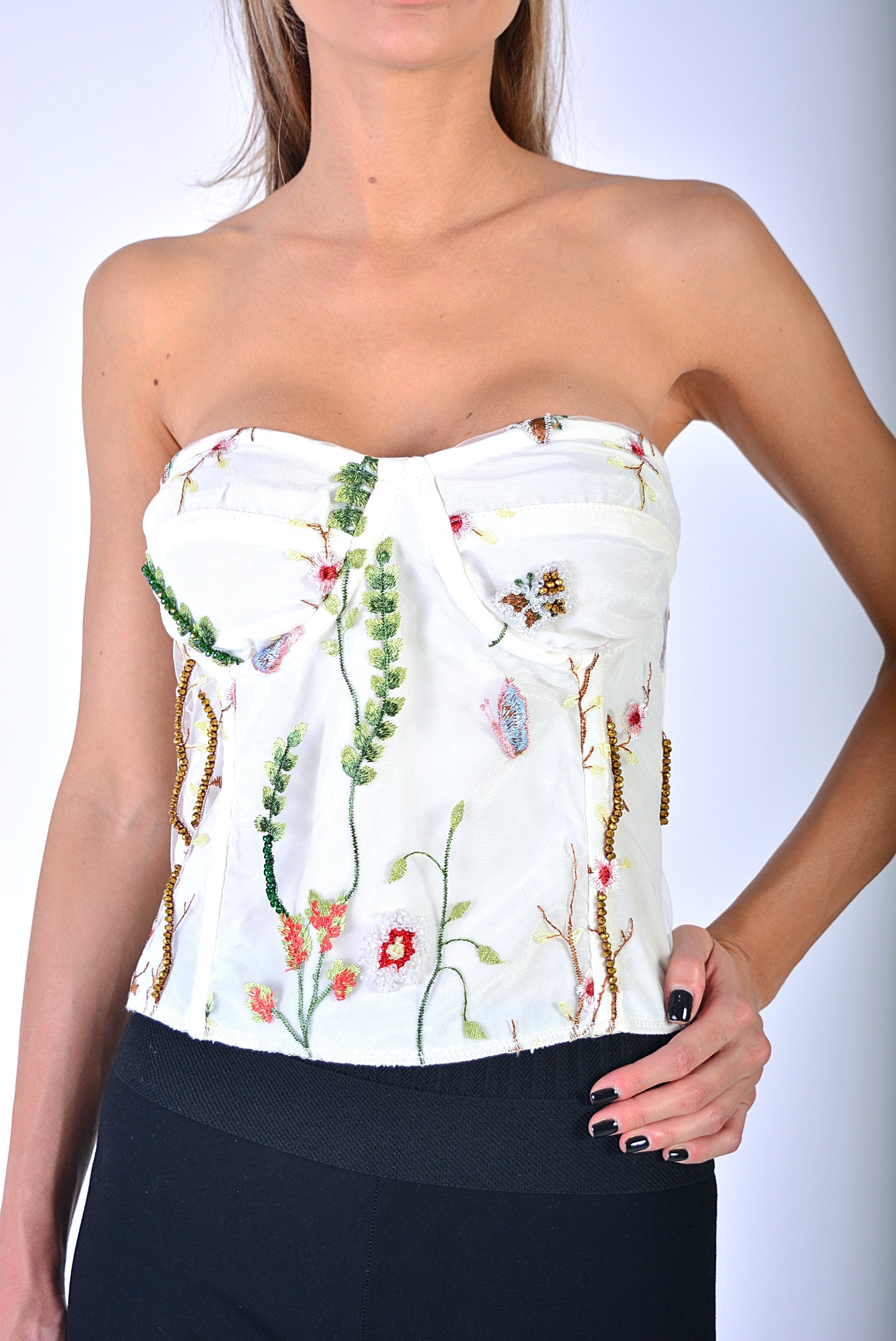 Floral Embroidery Corset Top  Floral embroidery, Corset, Floral