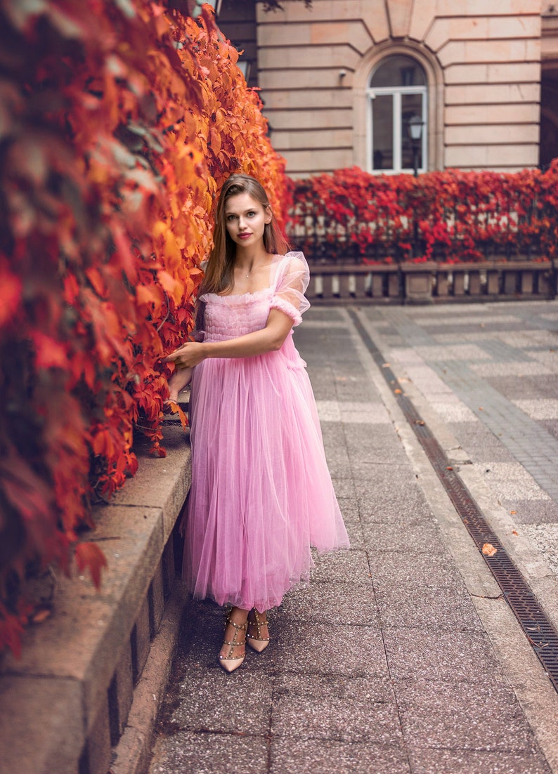 Custom Made/ Pink Tulle Dress/ Puffy Dress/ Halloween Dress/ Etsy
