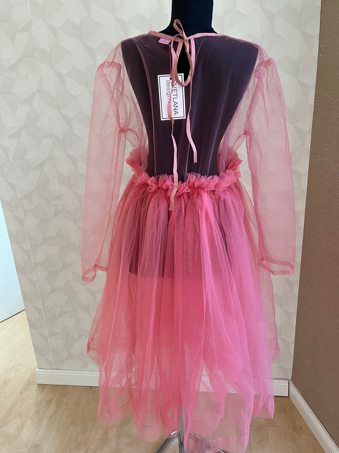 Vella- Tulle Dress/ Transparent Dress/ All Colours Dress/ Solomon Pink  Dress/ Photosession Dress/ Sexy Dress/ Mesh Dress