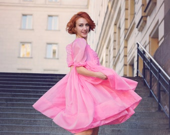 Pink Dress/ Italian Organza Dress/ Killing Eve Pink Dress/ Cosplay Dress/  Pink Italian Organza Dress / Pink Dress / Halloween Dress - Etsy