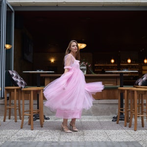 Custom Made/ Pink Tulle Dress/ Puffy Dress/ Halloween Dress/ Movie Dress/ Fashion Dress/ Pink Party Dress/ Villanelle Dress image 5