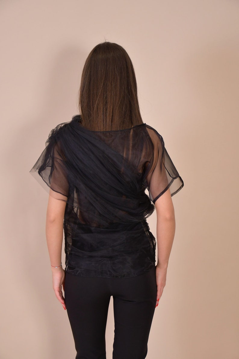 Tule Top/ Asymetrical Top/ Robe de robe en tulle/ Tulle sépare/ Chemisier en tulle noir/ Ensemble de tulle/ Mariage alternatif/ Mariée noire sépare image 8