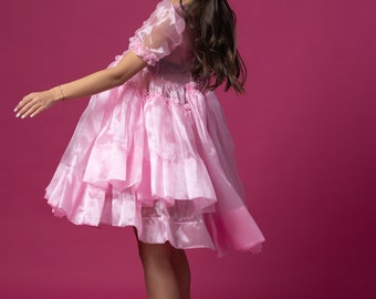 Katy- Pink Organza Dress/ Fluffy Organza Dress/ All Sizes Dress/ Pink Organza Dress/ Birthday Dress/ Bridesmaid Dress/ Baby Pink Dress