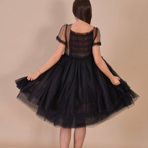 Vestido de cisne negro / vestido de tul negro / vestido negro hecho a medida / vestido villanelle negro / vestido de tutú negro / vestido de novia gótico / novia negra imagen 9