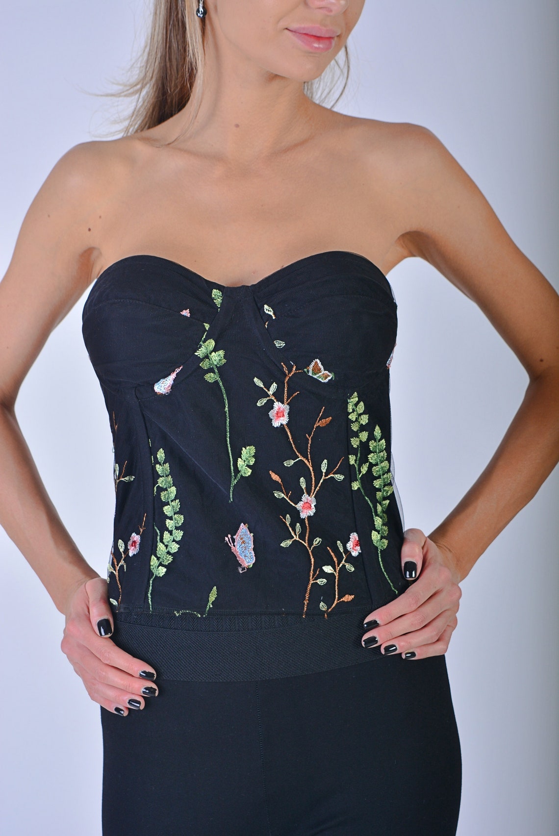 Embroidered Lace Corset/ Luxury Satin Corset/ Black Etsy