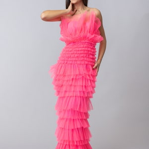 Omaia Ruffles Dress/ Pink Ruffles Dress/ All Colours Dress/ Perfect Tulle Dress/ Bubblegum Dress/ Gathered Tulle Dress/ Amazing Tulle Dress image 5