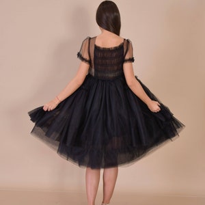 Vestido de cisne negro / vestido de tul negro / vestido negro hecho a medida / vestido villanelle negro / vestido de tutú negro / vestido de novia gótico / novia negra imagen 10