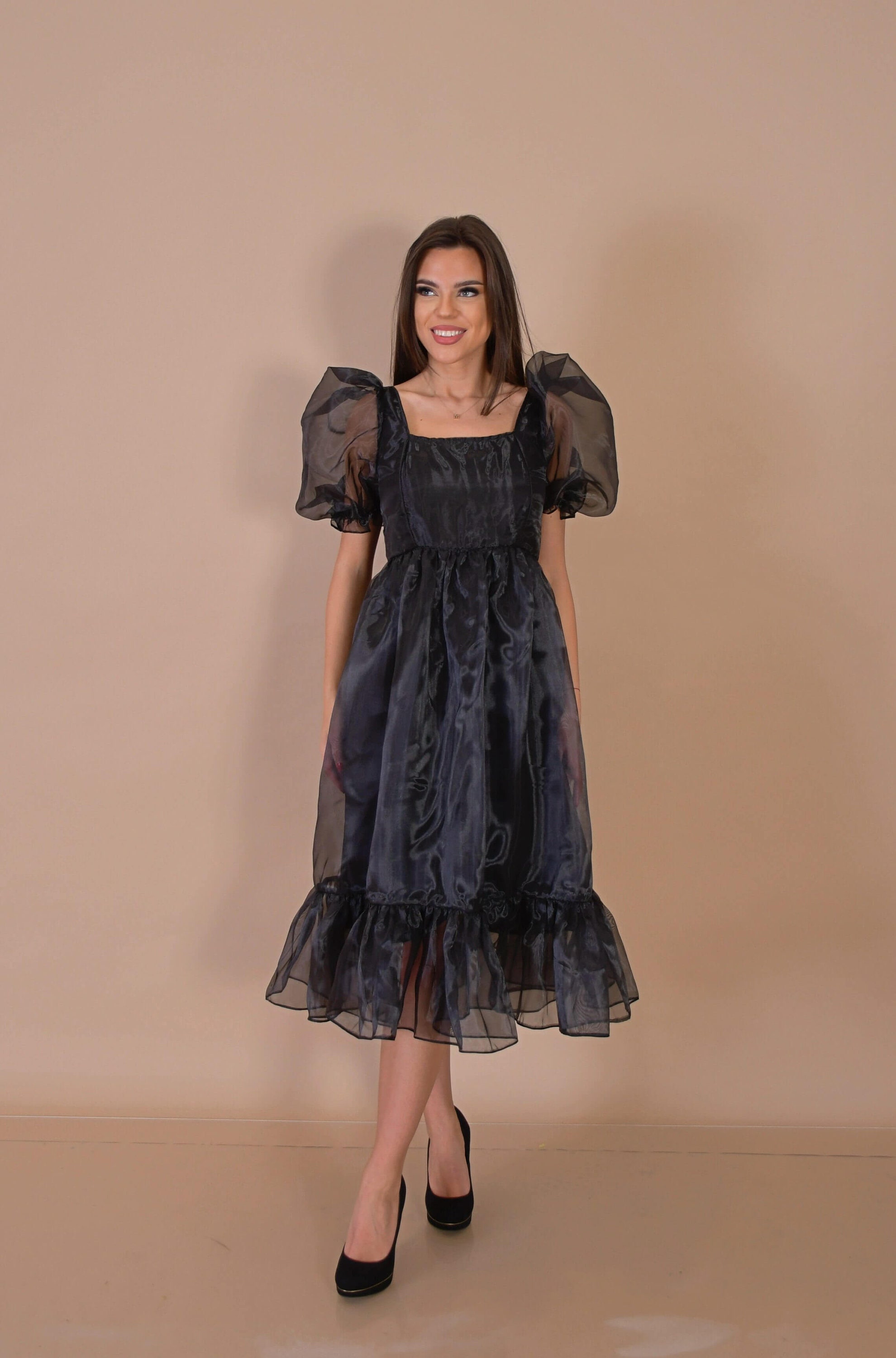 ★overdue flair★ TUBE TOP ORGANZA DRESS_BLACK Dime Organza Mockneck Maxi Dress – Sugarlips