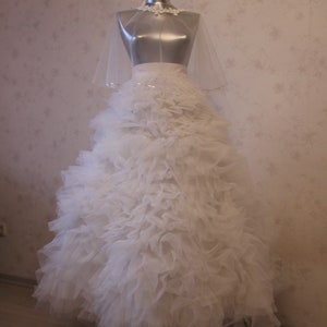 Rafaelly- White Ruffles Tulle Gown/ Bridal Tulle Gown/ Amazing Tulle ...
