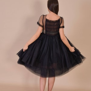 Vestido de cisne negro / vestido de tul negro / vestido negro hecho a medida / vestido villanelle negro / vestido de tutú negro / vestido de novia gótico / novia negra imagen 8