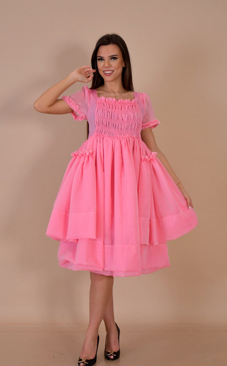 Villanelle Pink Dress/ Villanelle Italian Organza Dress/ Killing Eve Pink Dress/ Villanelle Cosplay Dress/ Pink Italian Organza Dress image 2