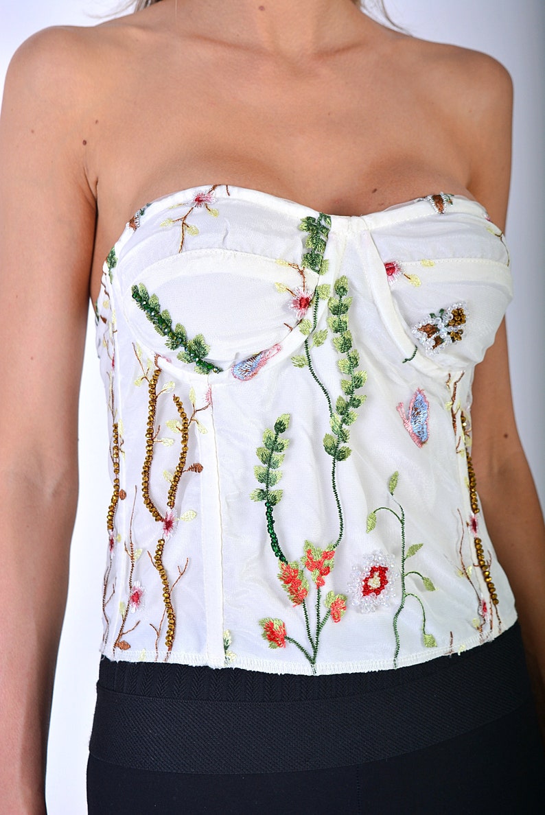 Embroidered Lace Corset/ Luxury Satin Corset/ White Etsy