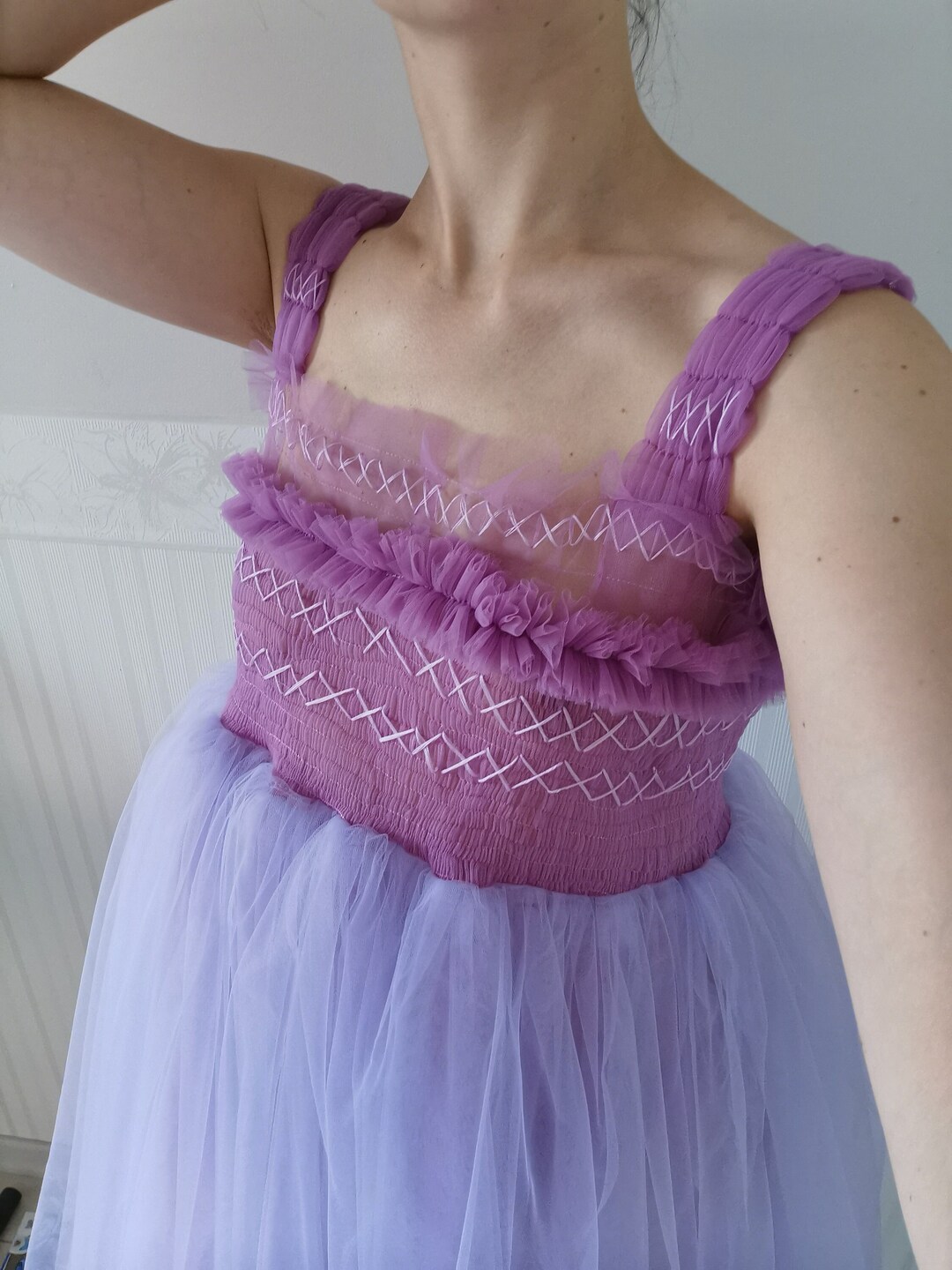 Emerald Laneese Cross Over Tulle Dress