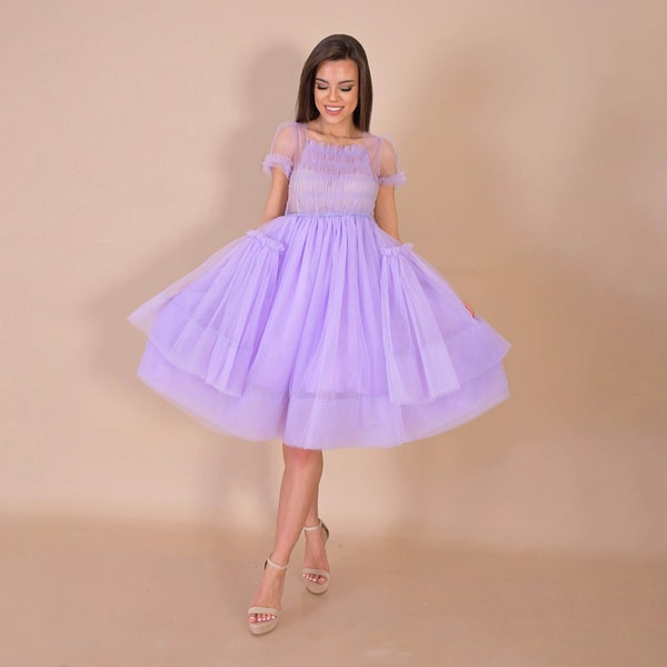 Purple Tulle Dress/ Fluffy Tulle Dress/ Fairytale Dress/ Photo Session Dress/ Airy Dress/ Violet Tulle Dress/ Perfect Tulle Dress