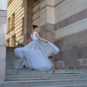 Gray Italian Tulle Skirt Gown/ Gray Tulle Skirt/ Prom Skirt Gown/ Wedding Skirt / Wedding Separates/ Bridal Separates/ Alternative Wedding image 6