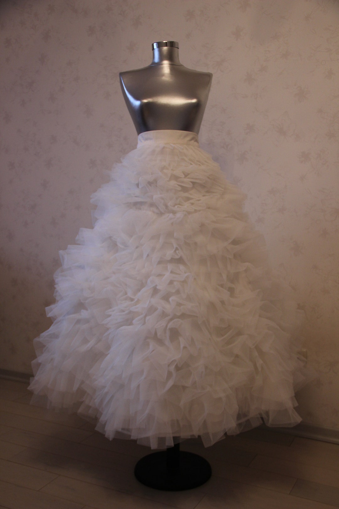 Rafaelly- White Ruffles Tulle Gown/ Bridal Tulle Gown/ Amazing Tulle ...