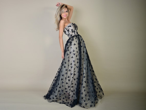 Beige Tulle Pattern Dress/ Tulle and Luxury Satin Lining - Etsy