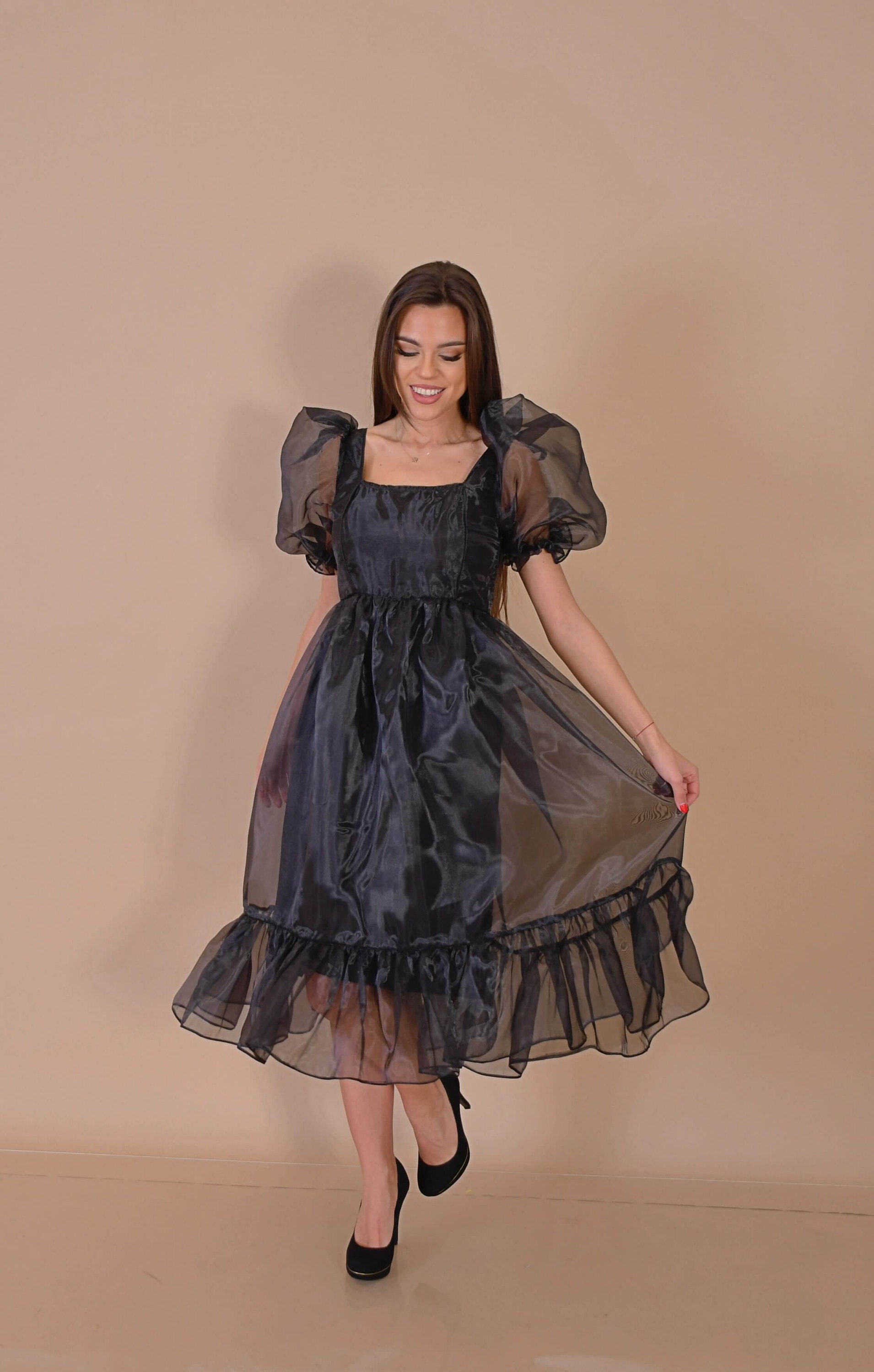 Lina- Black Organza Dress/ Modern Organza Dress/ Black Puffy Lina- Black Organza Dress/ Modern Organza Dress/ Black Puffy
