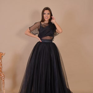 Tule Top/ Asymetrical Top/ Robe de robe en tulle/ Tulle sépare/ Chemisier en tulle noir/ Ensemble de tulle/ Mariage alternatif/ Mariée noire sépare image 1