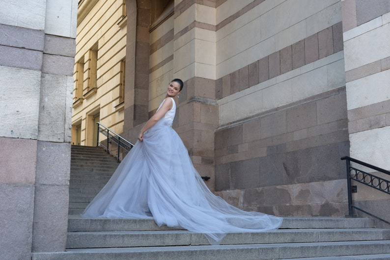 Gray Italian Tulle Skirt Gown/ Gray Tulle Skirt/ Prom Skirt Gown/ Wedding Skirt / Wedding Separates/ Bridal Separates/ Alternative Wedding image 8