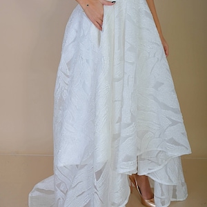High Low White Organza Skirt with Pockets/ Bridal Skirt with Pockets/ Bridal Separates/ Organza Skirt with Pockets/ White Bridal Separates