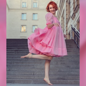 Villanelle Pink Dress/ Villanelle Italian Organza Dress/ Killing Eve Pink Dress/ Villanelle Cosplay Dress/ Pink Italian Organza Dress image 1