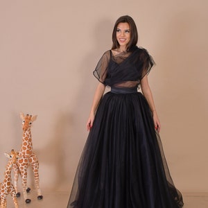 Tule Top/ Asymetrical Top/ Robe de robe en tulle/ Tulle sépare/ Chemisier en tulle noir/ Ensemble de tulle/ Mariage alternatif/ Mariée noire sépare image 6