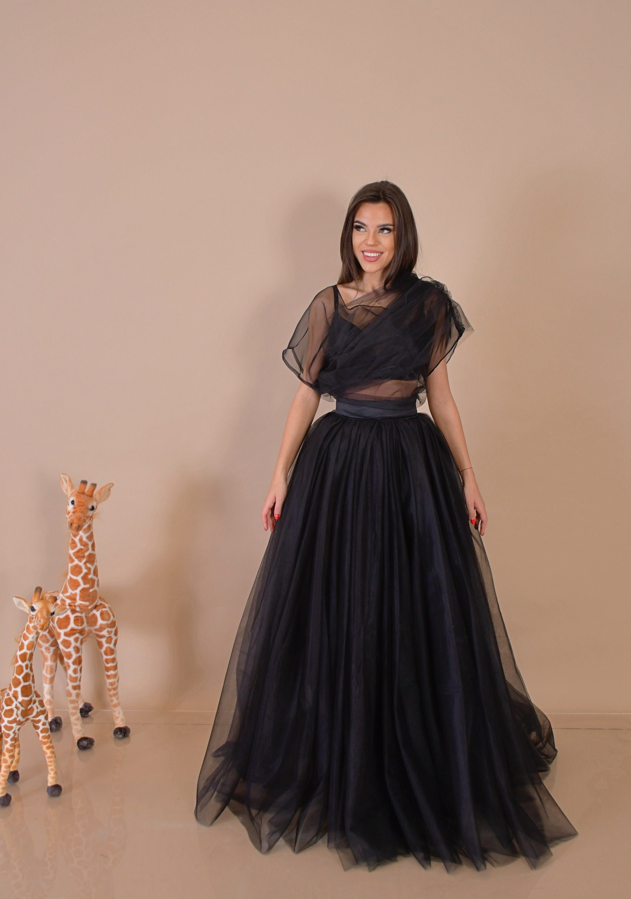 Tule Top/ Asymmetrical Top/ Tulle Dress Gown/ Tulle