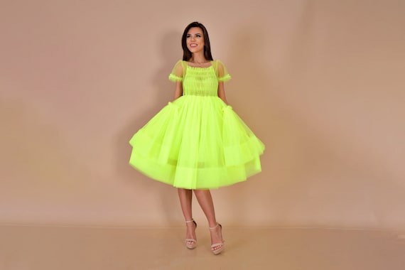 Neon Tulle Dress/ Party Neon Dress/ Festival Neon Dress/ - Etsy